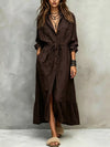 Full Size Button Front Long Sleeve Shirt Dress Plus Size