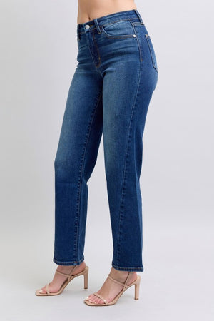 Close up view f Judy Blue Full Size Side Seam Detail Straight Jeans with Pockets