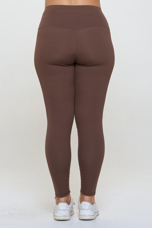 Back view of Yelete Full Size Fleece Lined High Waisted Leggings