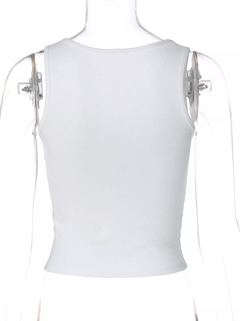 Women's Bead Embellished Square Neck Tank on a mannequin 