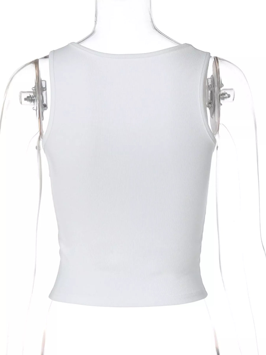 Women's Bead Embellished Square Neck Tank on a mannequin 