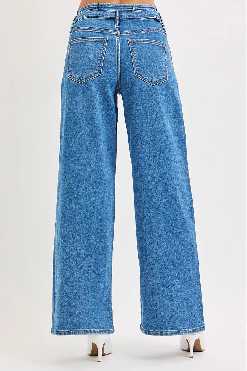 Blue jeans on a white background