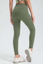 Back view of Women's Wide Waistband Slim Fit Active Leggings