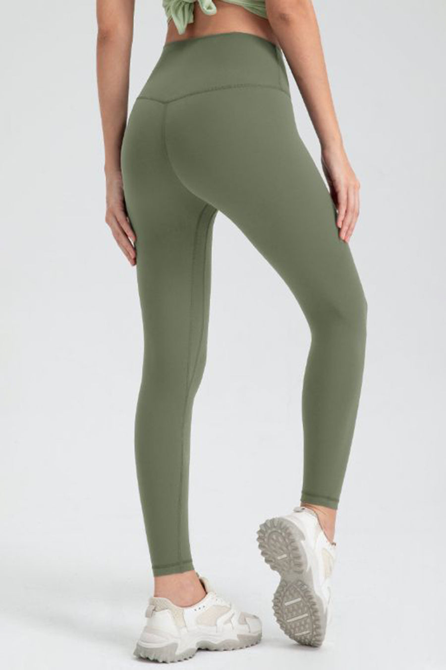 Back view of Women's Wide Waistband Slim Fit Active Leggings