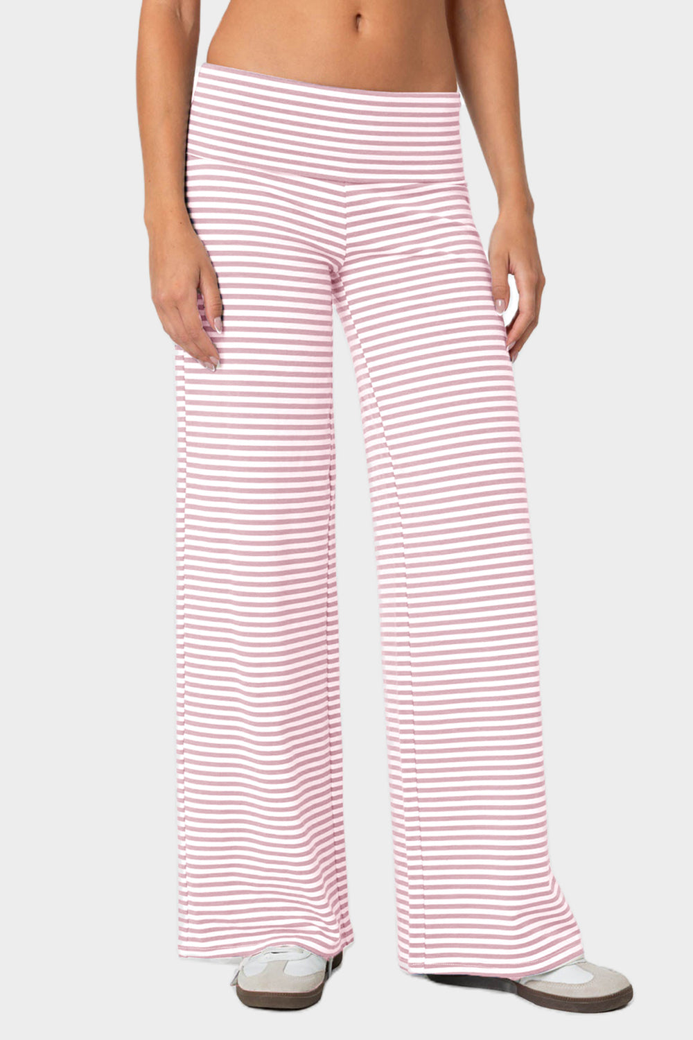 Pink Striped Wide Leg Pants
