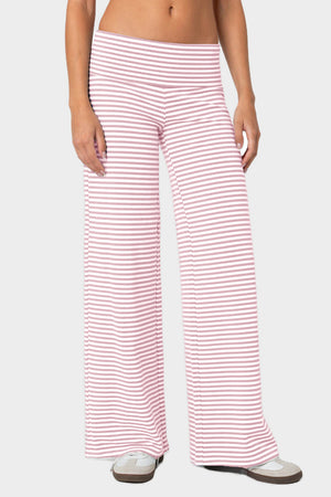 Pink Striped Wide Leg Pants