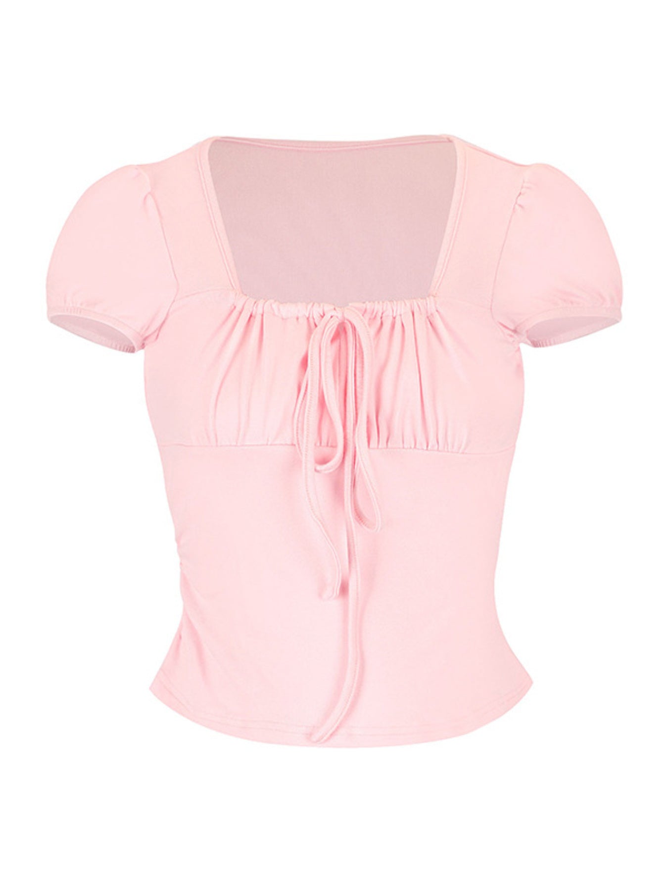 Pink blouse with short sleeves on a white background