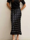 Polka Dot Midi Skirt with Lace Trim