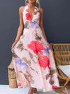 Floral Print Halter Neck Maxi Dress