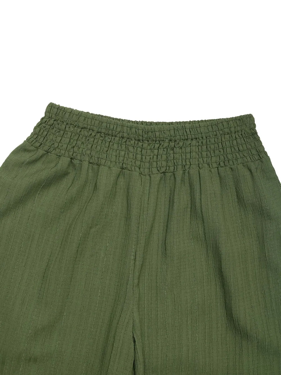 Green pants with a white background