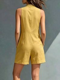 Yellow sleeveless dress worn by a person against a gray background