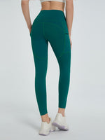 Back view of green High Waist Active Leggings 