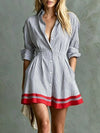 Woman's Striped Long Sleeve Shirt Dress