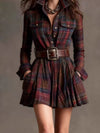 Plaid Long Sleeve Shirt Dress