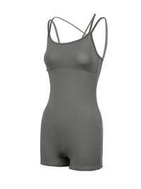 Gray bodysuit with thin straps on a white background