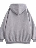 A light gray heathered pullover hoodie shown from the back, featuring a relaxed fit, ribbed cuffs, and a ribbed hem against a plain white background.