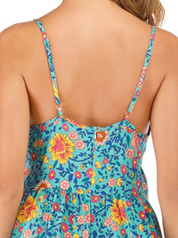 Floral dress with colorful flowers on a white background