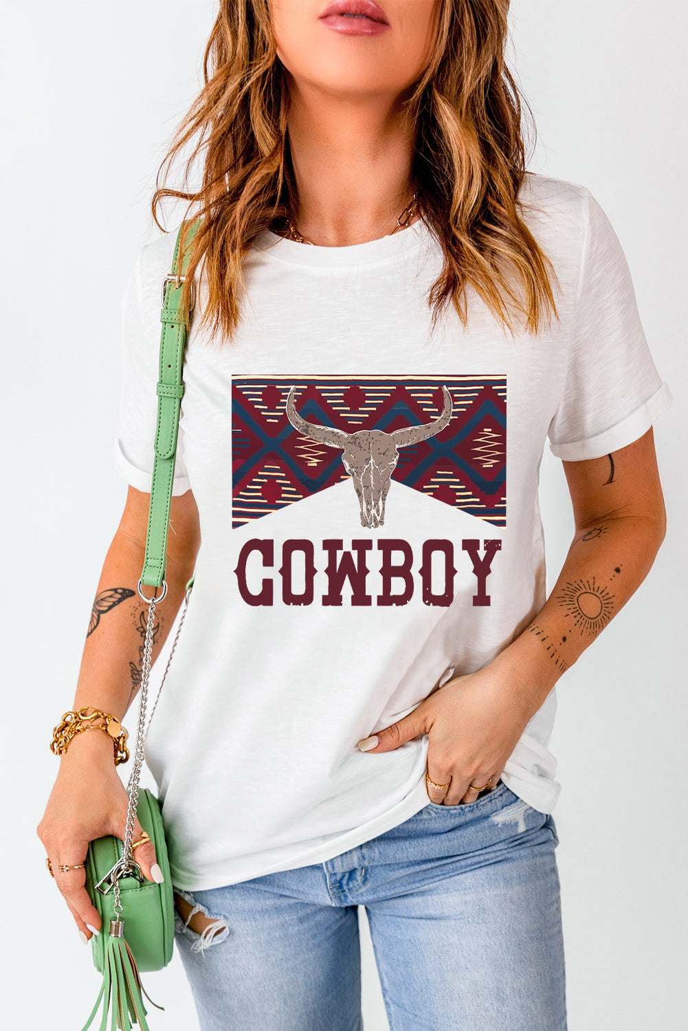 Full view of Graphic Round Neck Short Sleeve T-Shirt
