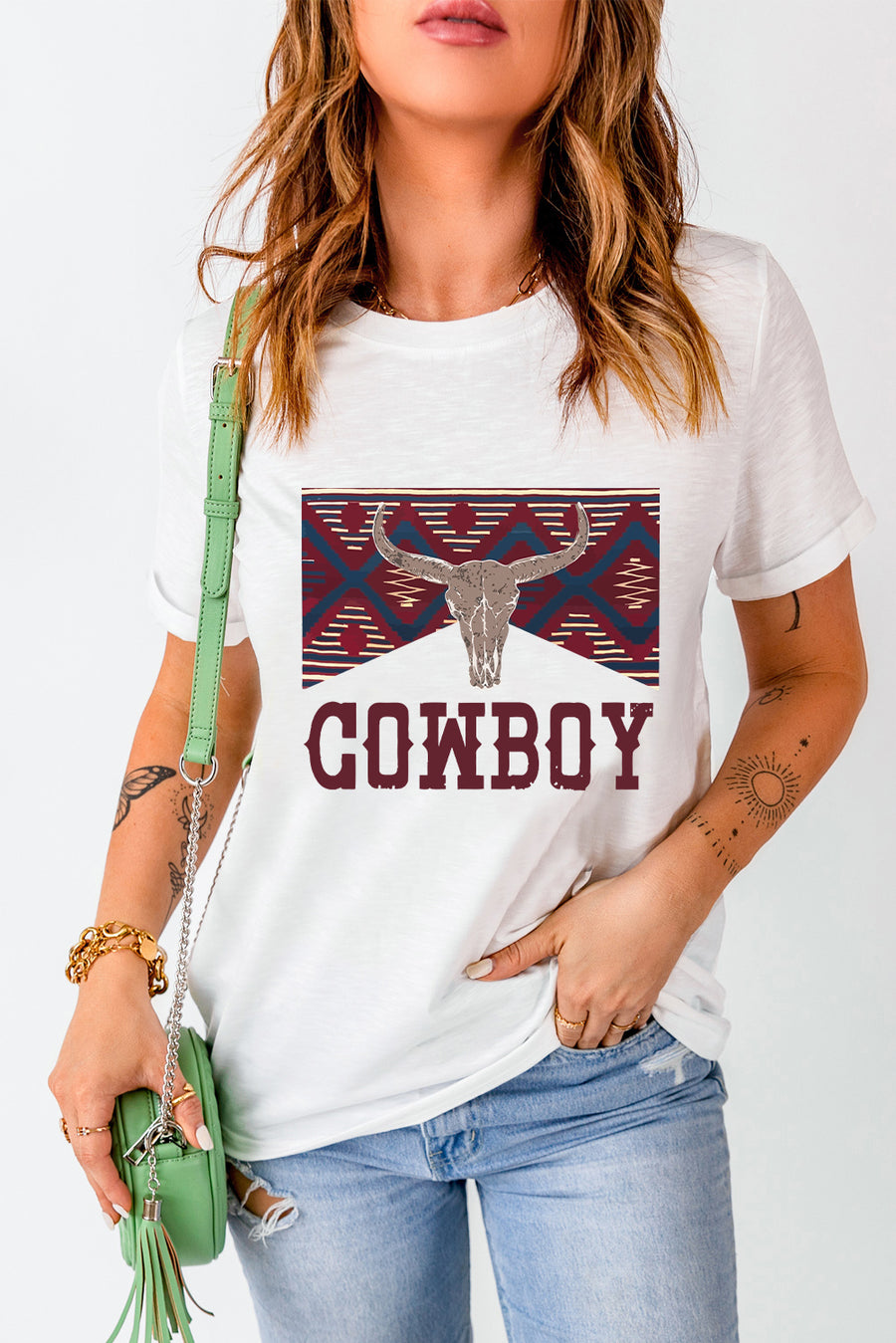 Full view of Graphic Round Neck Short Sleeve T-Shirt