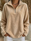 Full Size Quarter-Zip Fleece Sweatshirt Plus Size