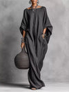 Loose Fit Boat Neck Maxi Dress For Ladies