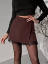 High-Waisted Lace Hem Skort For Women
