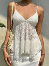 Womens Soft Knit Oversize Tank Top Basic Lace V-Neck Cami