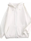 Full Size Oversized Solid Zip-Up Hoodie with Drawstring Plus Size
