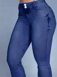 Blue jeans on a plain background