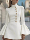 Bell Sleeve Mini Dress with Front Button