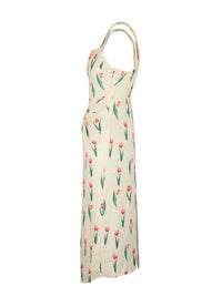 Dress with tulip pattern on a white background