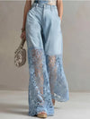 Lace Patchwork Wide Leg Jeans
