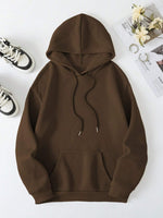 Front view of the brown FAITH OVER FEAR Dropped Shoulder Hoodie