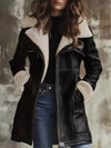 Zip Up Sherpa Leather Outerwear