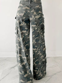 Camouflage pants on a white background