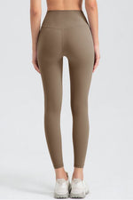 Back view Women's Wide Waistband Slim Fit Active Leggings