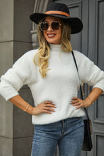 White Angel Wings Turtle Neck Long Sleeve Pullover Sweater