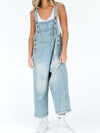 Distressed Wide Leg Denim Overalls