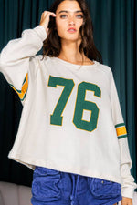 Another front view of Number 76 Round Neck Long Sleeve Top