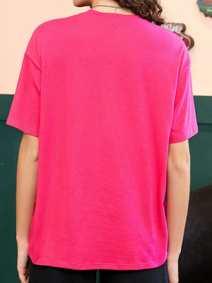 Back view of Letter Graphic Round Neck Half Sleeve T-Shirt