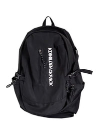 Black backpack with 'KONWIL' branding on a white background