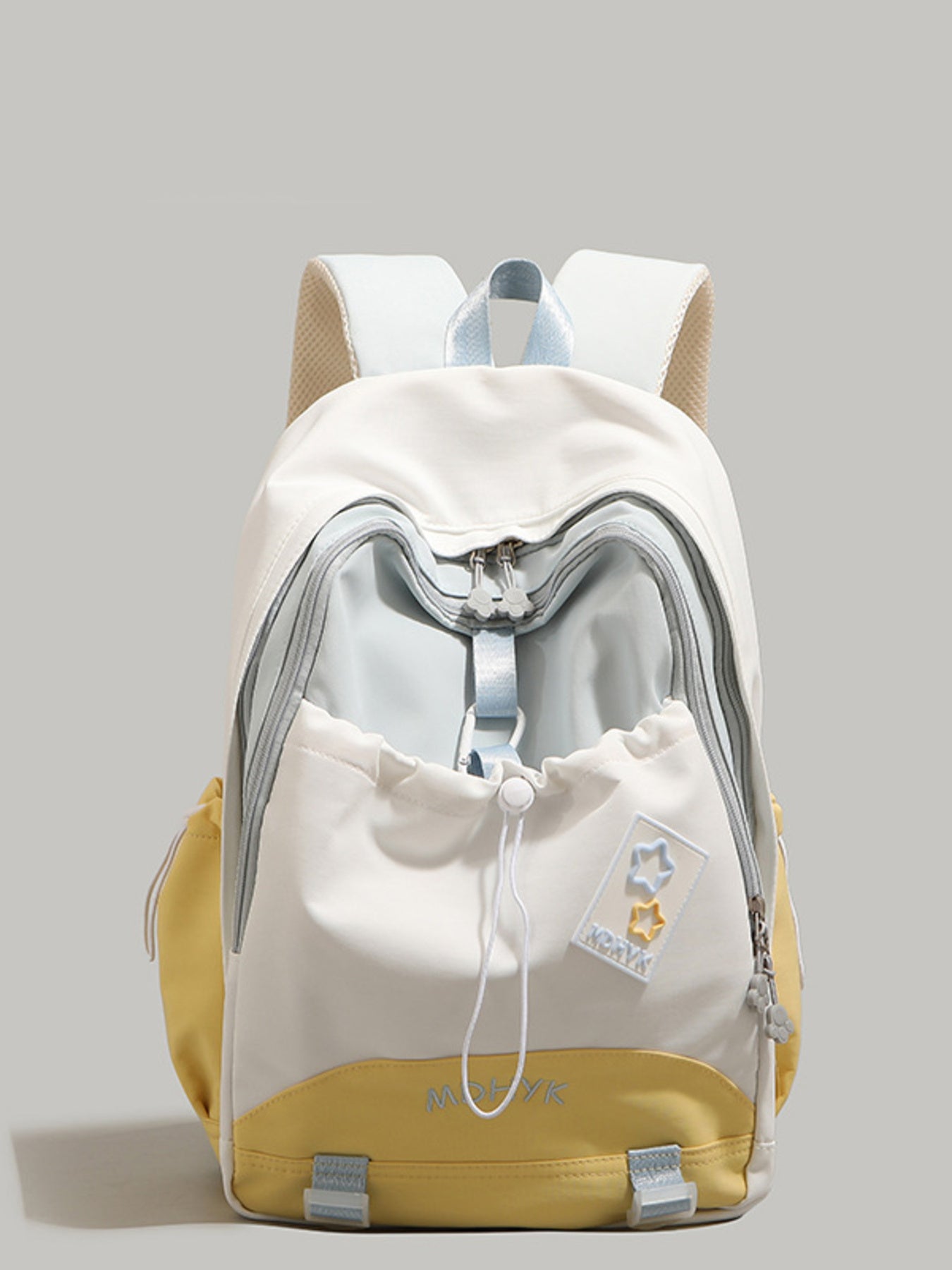 Backpack with a gradient design on a gray background