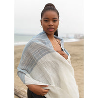 handloom linen scarf blue