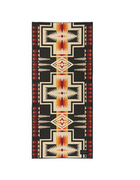 Pendleton x Yune Yoga Harding Black Yoga Towel Front Unrolled