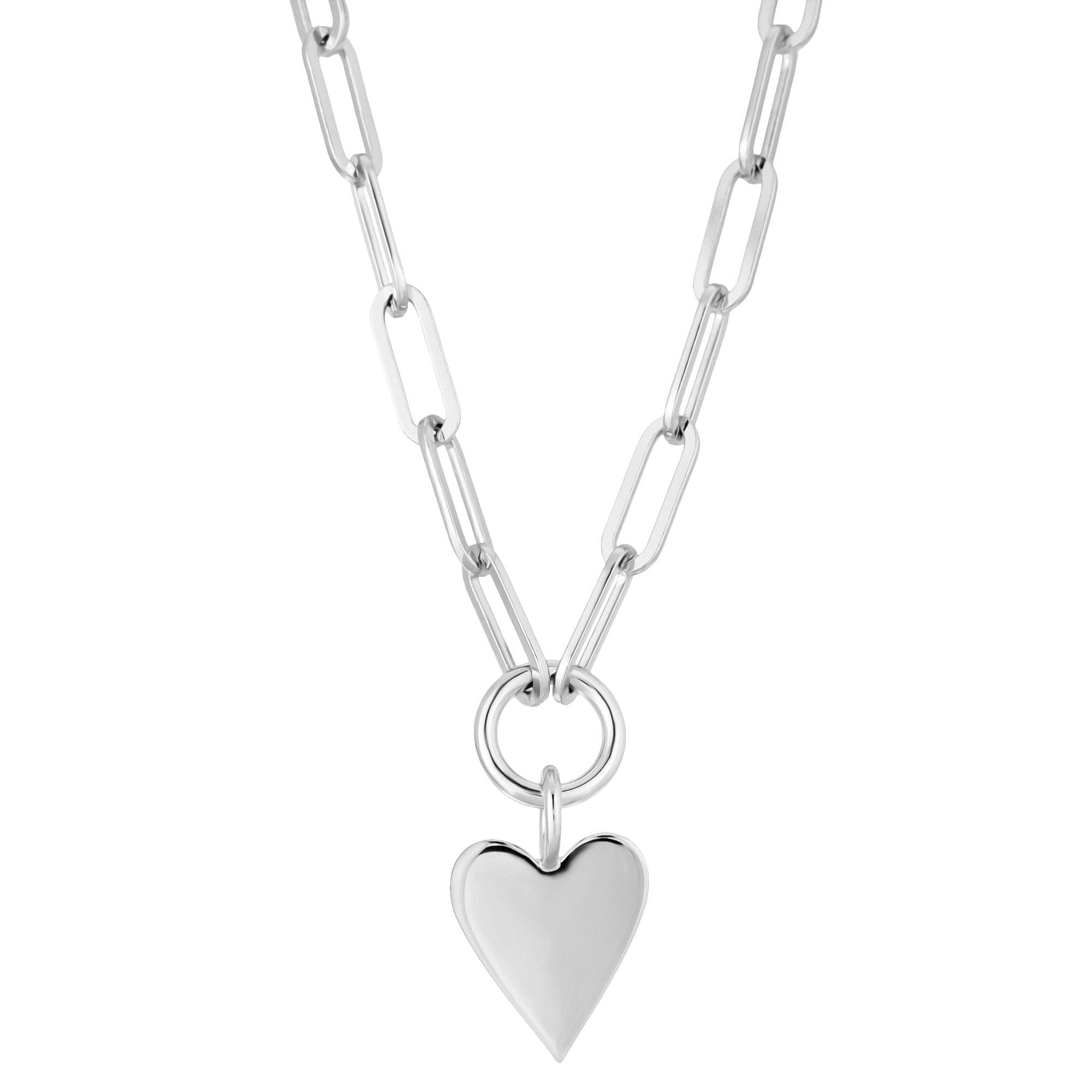 View of silver Heart Pendant Necklace