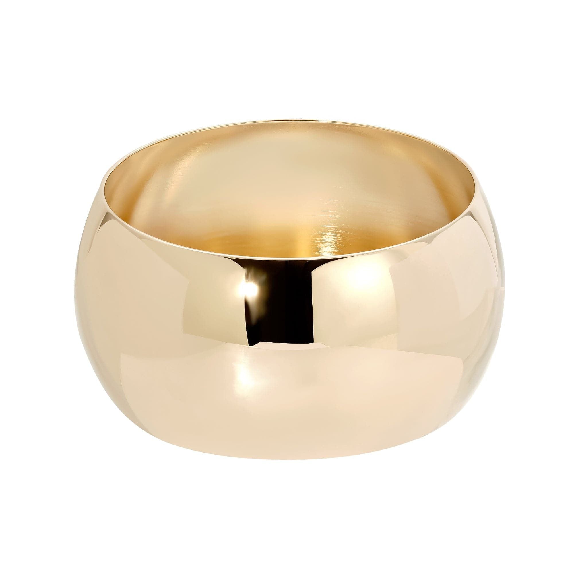 A polished gold domed bangle bracelet with a reflective surface.