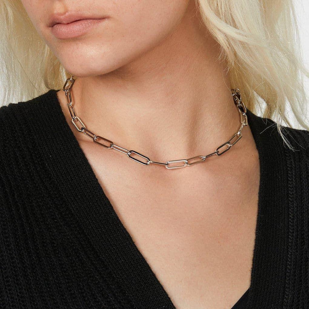 Lady wearing Large Elongated Link Chain