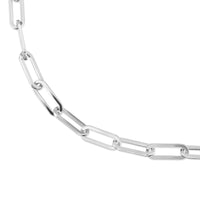 Close up view of silver Large Elongated Link Eyewear Chain