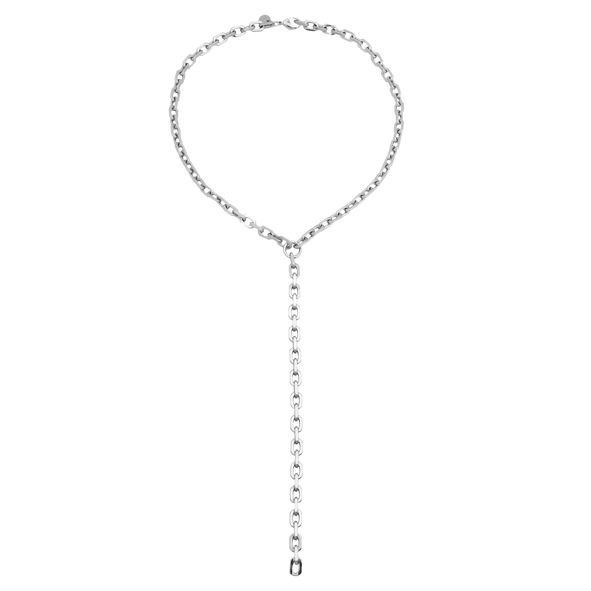 View of silver Lennon Lariat Necklace