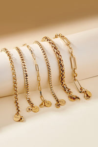 A full view of five Luciana Box Chain Bracelet 